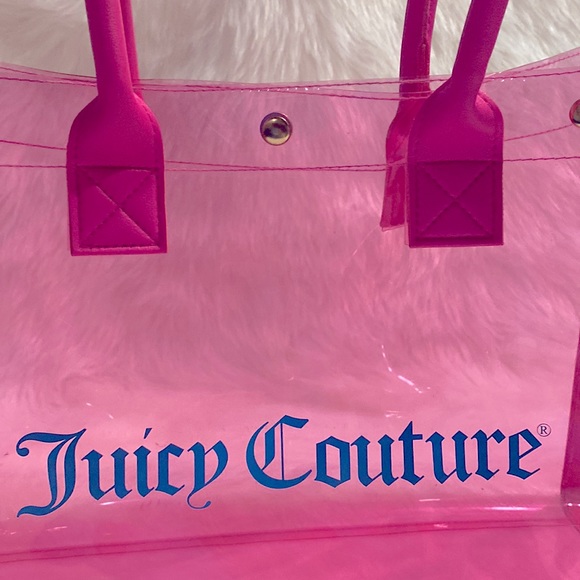 Juicy Couture Hot Pink Clear Tote Like New Excellent Condition - Picture 3 of 8